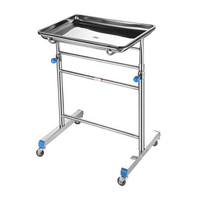 China Modern Stainless Steel Double Rod Hospital Square Rack Trolley Instrument Stand Medical Cart for sale