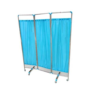 China Hospital Clinic Ward Room Bed Desk Folding Hospital Stainless Steel Mobile 3 Fold Medical Screen for sale