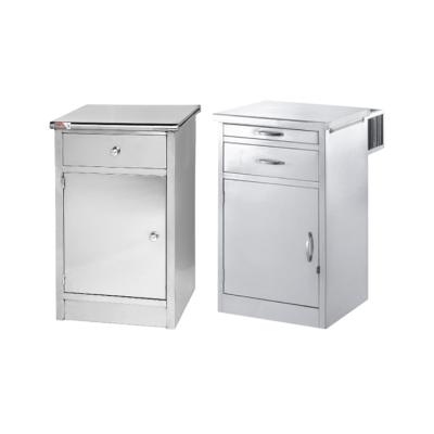 China Factory supply stainless steel bedside table hospital foldable bedside table with drawer for sale