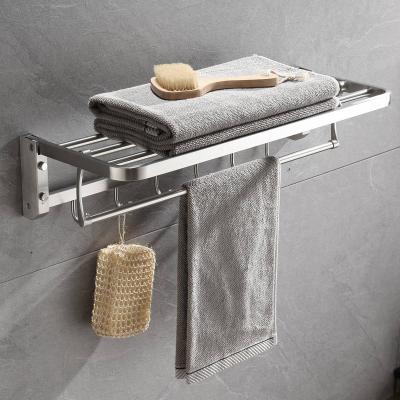 China Durable Foldable Rust Proof Wall Mounted Towel Rack 23.6 Inch Bath Towel Shelf 304 Stainless Steel Towel Rack For Bathroom for sale