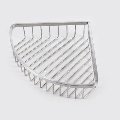 China Sustainable Wholesale Stainless Steel Corner Shelf Single Layer Triangular Rack Bathroom Storage for sale