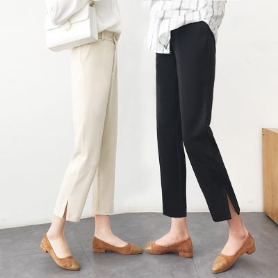 China Anti-Wrinkle Solid High Waist Wide Leg Pants Women Spring Straight Pleated Pants Pockets Loose Office Work Palazzo Ladies Khaki Pants for sale