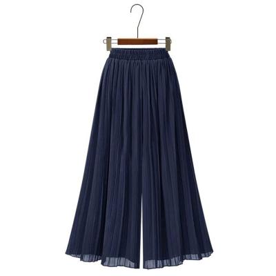 China Anti-Wrinkle Fashion High Waist Loose Pleated Chiffon Wide-Leg Pants Spring New Women's Plus Size Lightweight Breathable Flare Pants for sale