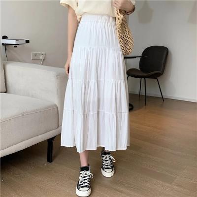 China Spring Summer Women's Anti-Static Chiffon Skirts Korean Mesh Women's Long Cake Skirt High Waist A-Line Skirt for sale