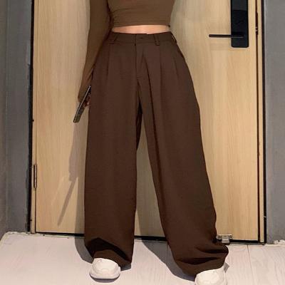 China 2021 New Arrivals Breathable Spring Autumn Female Solid Wide Leg Pants Full Length Ladies P Straight Casual Simple High Quality Women Pants for sale