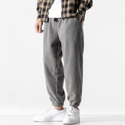 China New Pleated Loose Jogging Pants Men 2020 Outdoor Straight Pants Pantalon Hommes Autumn Winter Warm Sweatpants Male New Fashion Fleece for sale