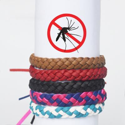 China Disposable Natural Material Leather Insect Repellent PU Mosquito Wrist Hand Band With Cheap Price for sale