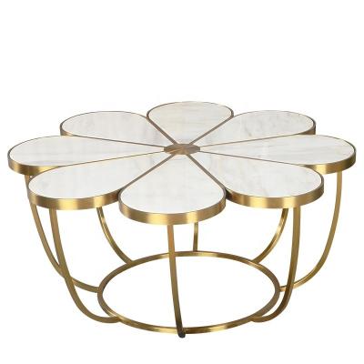 China Chinese Supplier Convertible Living Room Furniture Design Modern Marble Center Coffee Table Gold for sale