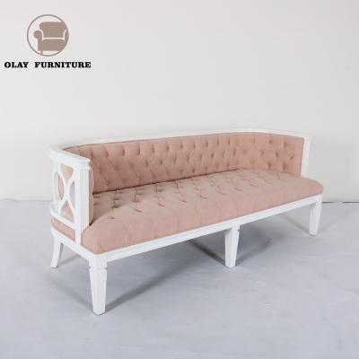 China Chesterfield SOFA Dubai Classic Antique Wooden 2 Seat Sofas Solid French Country Furniture Oak Wooden Sofa Event Rental Wedding for sale