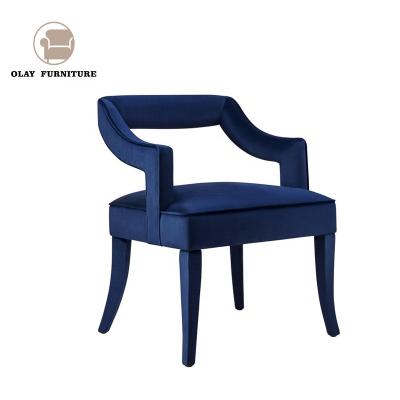 China Best Selling Navy Velvet Super Comfortable Chair Events Wooden Upolstery Reception Chair for sale