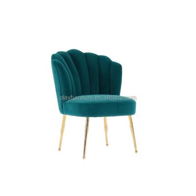 China Event Rental Velvet Tufted Upholstered Dining Chair With Shell Back And Stainless Steel Legs for sale