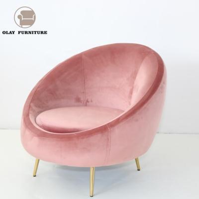 China Popular Pink Leisure Chair Modern Furniture Velvet Upholstery Round Single Seat Accent Chair For Living Room for sale