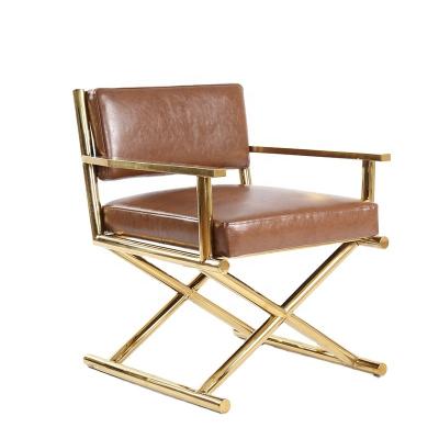 China Modern popular design leather chair single seat lounge stainless steel frame leisure chair for sale