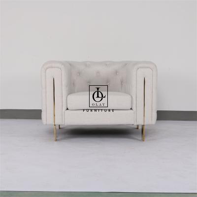 China Hot Sale 2022 Stainless Steel Comfortable Luxury Velvet Leg Wedding Ornate Single Sofa for sale