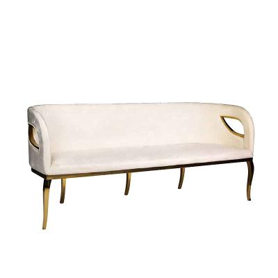 China Modern Hot-selling Luxury Wedding Sofa With Velvet Fabric Gold Stainless Steel Base for sale