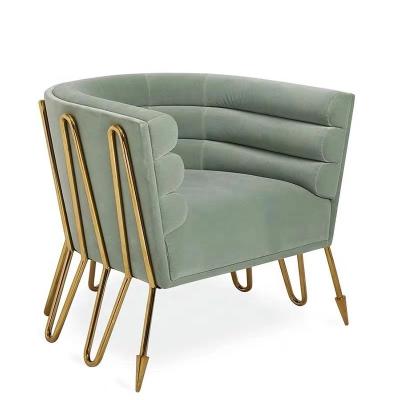 China Modern Luxury Fabric Upholstered Living Room Chair With Gold Stainless Steel Legs for sale