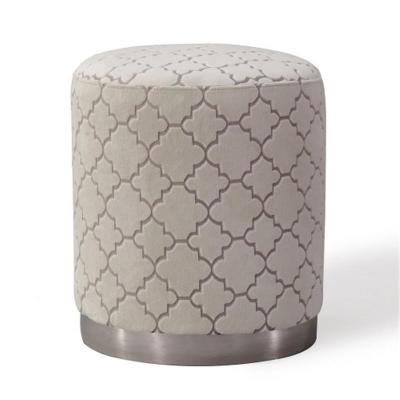 China Modern Velvet Fabric Round Stool With Stainless Steel Base For Event Wedding for sale