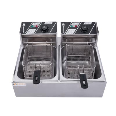 China Hotels 6L+6L Electric Commercial Double Cylinder Table Top Tempura Stainless Steel Fryer for sale