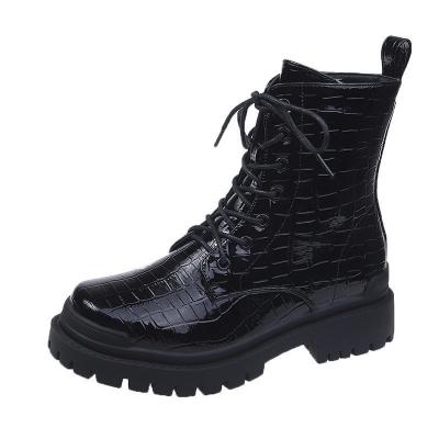 China Platform Shoes Women Brand Leahter Short Boots All-match British Style Boots Thick-soled Increased Luxury Locomotive Custom Design Martin Boots for sale