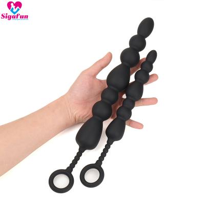 China Adult Women Men Long Anal Stimulation Beads Anal Toys Waterproof Soft Silicone Anal Plug for sale