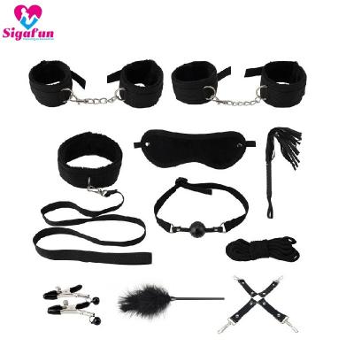 China Hot Selling Sexy Bondage Fun 10 Pieces BDSM Bondage Set Sex Game Bedroom Set Bondage Set for sale