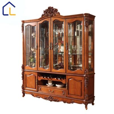 China Solid wood Australia and European market beautiful solid wood tall wine cabinet for living room for sale