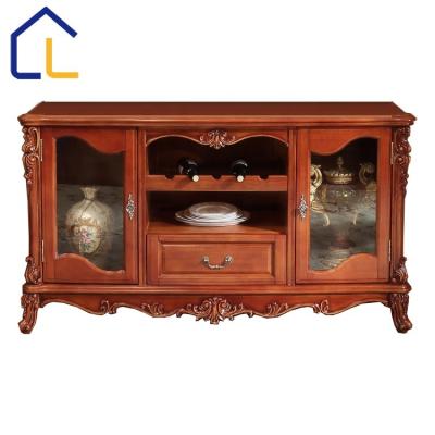 China Hot Sale Antique Dining Room Cabinet Wooden Sideboard Solid Wood Sideboard With Glass Door for sale