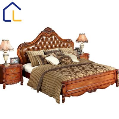 China Antique Luxury King Size Hand Carved Wooden European Style Bedroom Set In Large for sale