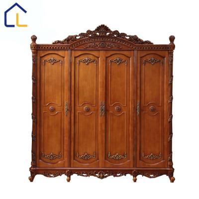 China Ccarving Workmanship European Market Fantastic Wooden Hand Carved Luxury Bedroom Wardrobe for sale