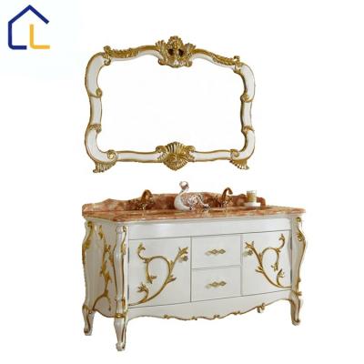 China Australia Modern Popular Solid Wood Antique Designs Bathroom Cabinet Vanity With Mirror for sale