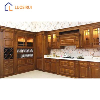 China America popular luxury solid wood kitchen designed by high end solid wood sideboard for sale