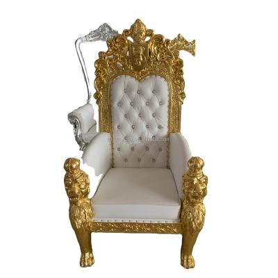 China French Good Price Gold Carving Luxury High Back King Throne Chair With Crystal Buckle for sale