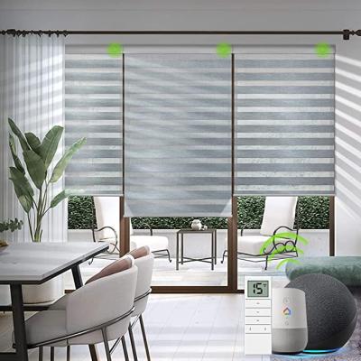 China Custom Environmental Zebra Roller Blinds With Rechargeable Battery Polyester Semi Automatic Blackout Window Blinds for sale