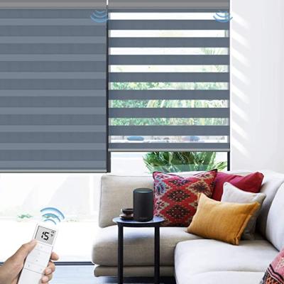 China UV Indoor Manual Zebra Window Shade Dual Layer Day and Night Protection Double Roller Blinds for sale