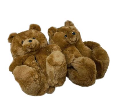 China Bedroom Teddy Bear Slippers Wholesale Fuzzy Plush Style Slippers 2021 Fashion Trend New Teddy Bear Slippers For Women Girls for sale