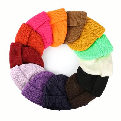 China COMMON Winter fisherman beanie hat knitted plain custom short fisherman beanie for sale