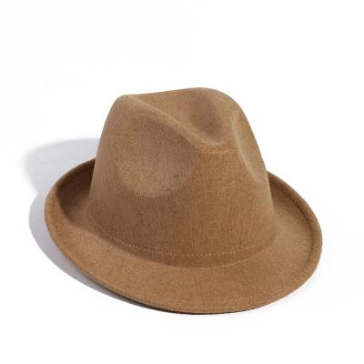 China New Winter Couples Big Picture Brim Cowboy Hat Cheap Fashion Wool Unisex Party Promotional Hat Fedora Hats for sale