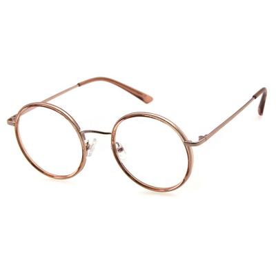 China New Style Fashion Metal+Acetate Optical Frame Hot Glasses For Women Shape Round Glass Metal Women Optical Frame for sale