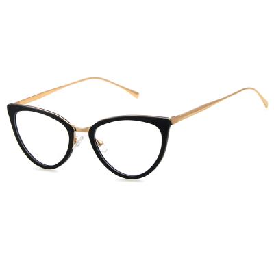 China Cat eye glasses shape unique women designer Metal Classic Brand Cat Eye Acetate Optical Glasses Eyewear for sale