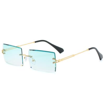 China Fashion Sunglasses Ready Stock Rimless Small Rectangle Frame Shades Sun Eyewear Sunglasses For Girls for sale