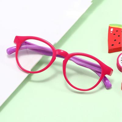 China For Reading Glass Kids Ready Silicone Round Anti Blue Light Frame Eyeglasses Optical Glasses for sale