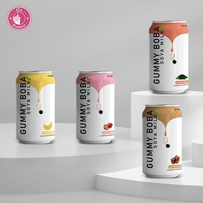 China Vegan 315ml No Dairy Friendly Canned Taiwan Soy Bubble Tea Drinks Round for sale