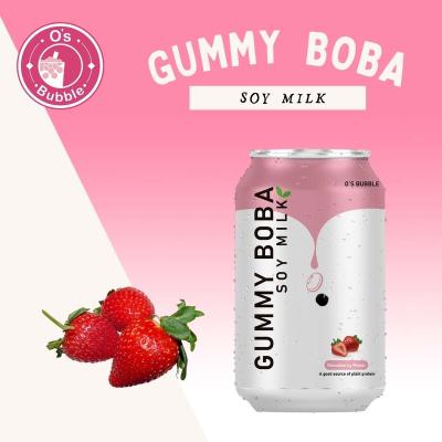 China factory based wholesale strawberry flavor soymilk boba can drinks supplier round for sale