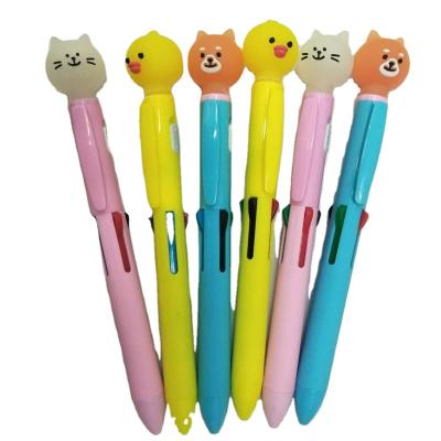 China New Cute Cartoon Cartoon Silica Gel Head With Light Neutral 4color Pen for sale