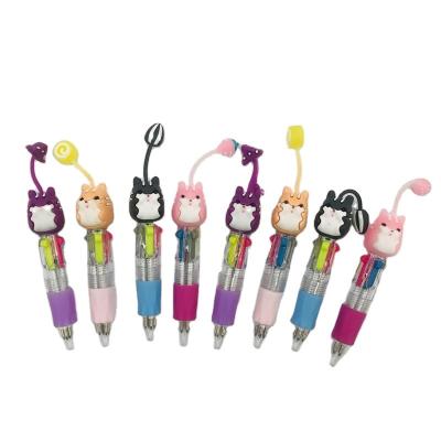 China office & School Pen Cartoon Mini Four-color Ballpoint Pen Silicone Short Pen Is Easy To Carry for sale