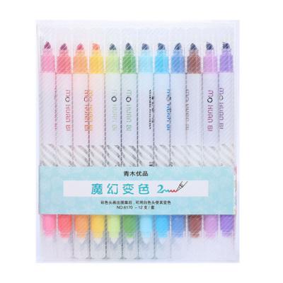 China Douyin normal the same magic color pen color note doudle head fluorescent pen for sale