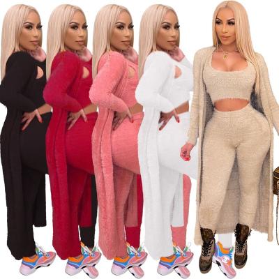 China Sustainable Lounge Wear Fall Winter Sets Women's Winter Sets Fuzzy Cozy Lounge Wear 3 Piece Lounge Wear Women's Fleece for sale