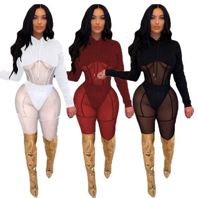 China Anti-pilling 2 Pieces 2022 Spring Clothes Sweater Caged Pants Set Body Shaping Bodycon Woman Mesh Pants Set Sexy Two Piece Outfits for sale