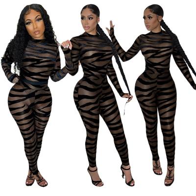 China Anti-pilling for Sleeve Mesh Velvet Jumpsuit Women Sexy O Neck Black USA Long See Through Velvet Nightclub Jumpsuits for sale