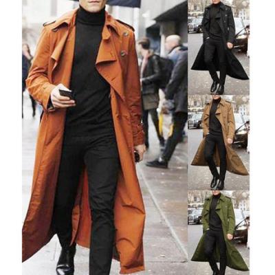 China 2021 viable European and American men's long trench coat fashion casual men's trench coat for sale